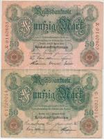 Német Birodalom 1908. 50M + 1910. 50M T:III,III- German Empire 1908. 50 Mark + 1910. 50 Mark C:F,VG