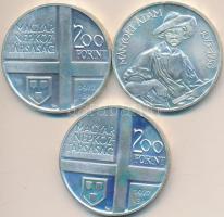 1977. 200Ft Ag 3xklf "Festők II. / Mányoki, Rippl-Rónai, Csontváry" sor T:BU ujjlenyomat