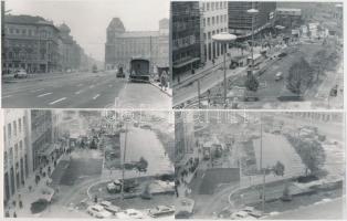 1966 november 1. Budapest, a Blaha Lujza tér felújítása és átadása előtti napokban, 13 db fénykép, 9x14 cm