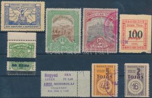 8 db illeték- és levélzáró bélyeg stecklapon