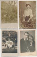 cca 1900-1940 Privát fényképek fotólapként felhasználva, megírva, postázva, 13 db fotólap, 14x9 cm