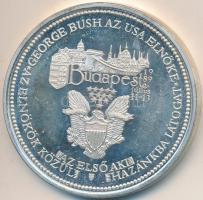 Bozó Gyula (1913-2004) 1989. "George Bush látogatása Magyarországon" Ag emlékérem (35,41g/...
