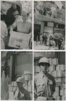 cca 1945 Rózsa György fotóriporter hagyatékában őrzött korabeli negatívokról készült későbbi nagyítások az Amerikai Egyesült Államok gyógyszeradományának átadásáról, átvételéről, 17 db fotó, 9x14 cm