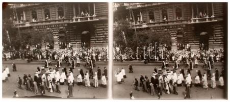 cca 1935 Szent István napi felvonulás, ismeretlen szerző sztereó diapozitív felvételei, 17 db sztere...