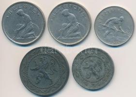 Belgium / Német megszállás 1915. 5c Zn + 1916. 10c Zn + Beligum 1922-1928. 1Fr Ni + Luxemburg 1964. ...