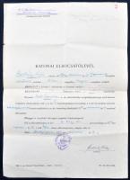 1942 Katonai elbocsátólevél Berettyóújfalu