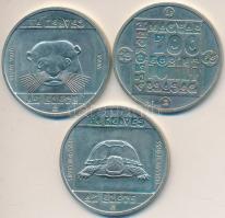 1985. 100Ft alpakka (3xklf) "Természetvédelem - Mocsári teknős, Vadmacska, Vidra" T:BU