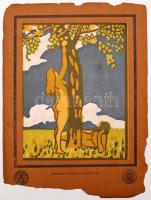 Borszéki Frigyes(1880-1950):A tudásfája. Színes litográfia  a Modern Magyar Magyar Képtár c. mappából (Bp., 1911), 23x18cm