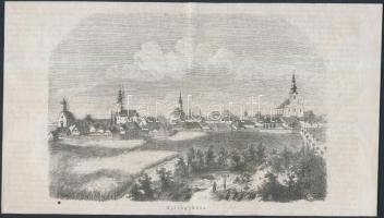 1857 Nyíregyháza, fametszet a Vasárnapi Újság egyik 1857-es számából, papír, jelzés nélkül, 13,5x19cm