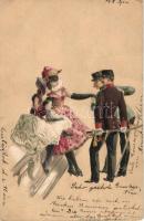 Magyar tisztek a bálban / Hungarian military officers at the ball; Kosmos 191. Emb. litho s: Geiger R.