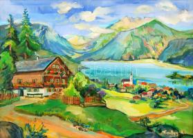 Olvashatatlan jelzéssel: Alpesi táj. Olaj, vászon, keretben, 70×50 cm