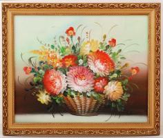Jelzés nélkül: Virágcsendélet. Olaj, vászon, keretben, 40×50 cm