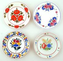 Kézzel festett, mázas dísztányérok, 4db ebből egy jelzett (Gránit), hibátlan, d:23cm