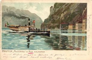 1898 Dampfer "Mocenigo" in Riva Einlaufend / steamship; Kuenstlerpostkarte No. 2688. von Ottmar Zieher litho s: M. Zeno Diemer (EB)