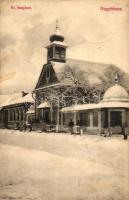 Nagybánya, Evangélikus templom télen / Evangelical church, winter (wet damage)