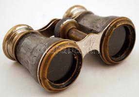 Régi, díszes színházi látcső, fém, kis hibával, 10x6cm