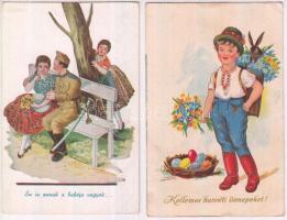 8 db RÉGI motívumlap, vegyes minőség; magyar folklór grafikai / 8 old motive cards, mixed quality; H...