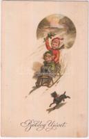 8 db RÉGI motívumlap lithokkal, vegyes minőség; gyerek üdvözlő / 8 old motive cards with lithos, mix...