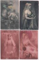 7 db RÉGI használatlan motívumlap, vegyes minőség; Hans Schlimarski szignózott művészlapja Wagner darabjaiból / 7 old unused motive cards, mixed quality; Hans Schlimarski's art postcards, Wagner