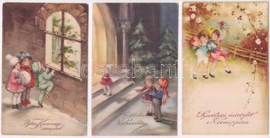 8 db RÉGI motívumlap; gyerek, Hans Petersen szignó / 8 old motive cards; children, Hans Petersen signature