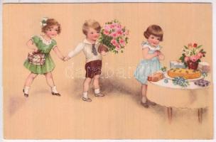 8 db RÉGI motívumlap; gyerek, Hans Petersen szignó / 8 old motive cards; children, Hans Petersen sig...