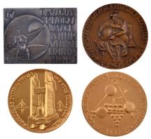 ~1960-1970. 4db-os érem és plakett tétel: "Concours International des Vins Budapest - Nemzetközi Borverseny" 2xklf (70mm) + "66. Országos Mezőgazdasági Kiállítás és Vásár" (70mm) + "67. Országos Mezőgazdasági és Élelmiszeripari Kiállítás" (60x80mm) T:2