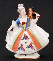 Sandizell hölgy majommal, porcelán,kézzel festett, jelzett, hibátlan, 14cm