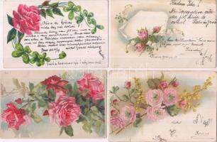 6 db RÉGI motívumlap, öt lithoval, vegyes minőség; rózsák / 6 old motive cards with five lithos, mixed quality; roses