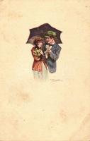 Italian art postcard, children couple, sailor s: Bompard (EK)