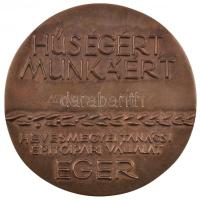 Kiss Kovács Gyula (1922-1984) ~1970. "Hűségért, munkáért - Heves Megyei Tanácsi Építőipari Vállalat Eger" öntött Br plakett mesterjegy nélkül (103mm) T:2