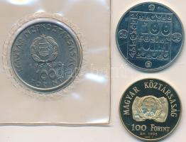 1980. 100Ft "Szovjet-magyar közös űrrepülés" + 1985. 100Ft "Természetvédelem - Mocsár...