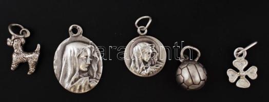 5 db kisméretű ezüst(Ag) medál, jelzettek, 6,5 g