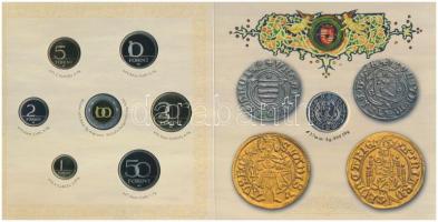 2008. 1Ft-100Ft 7klf db + Mátyás denár Ag fantáziaverete "Reneszánsz emlékév" dísztokos szettben T:PP