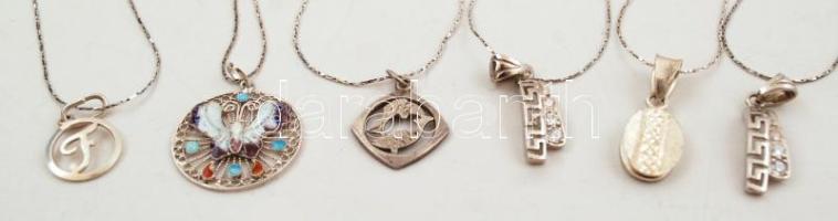 6 db ezüst(Ag) nyaklánc medálokkal, jelzettek, br: 13,2 g