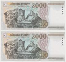 2002. 2000Ft "CA" (2x) sorszámkövetők T:I