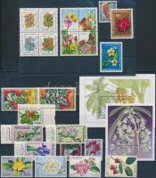Plants 23 stamps, 2 blocks on 2 stock cards, Növény motívum 23 db bélyeg és 2 blokk 2 stecklapon