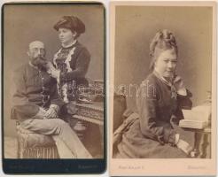 cca 1870 Keményhátú kabinetfotók Koller Károly tanár budapesti műterméből, 2db, 11x7cm