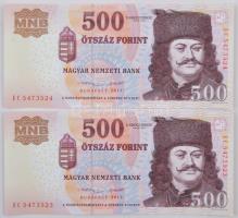 2013. 500Ft "EC" (2x) sorszámkövetők T:I