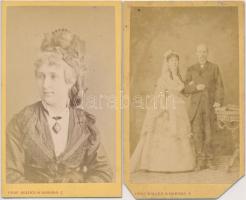 cca  1870 Családi fotók, keményhátú kabinetfotók Koller Károly és Borsos József társulás műterméből, egyik sarka vágott, 10x7cm