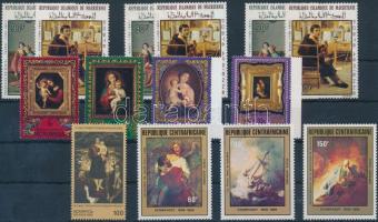 Paintings 14 stamps with duplicates, Festmény motívum 14 db bélyeg, közte másodpéldányok