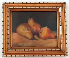 Mesterházy jelzéssel, Körték, olaj, karton, üvegezett keretben, 15x19cm