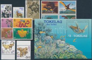 Animals 13 stamps, 5 block with sets and duplicates, Állatok motívum 13 db bélyeg és 5 db blokk, közte sorok és másodpéldányok 3 stecklapon