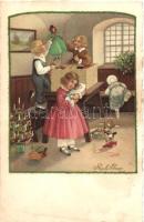 Christmas, Children, August Rökl, Vinne, No. 1454. litho s: Pauli Ebner