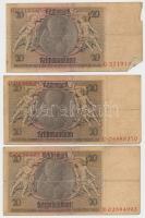 Német Birodalom 1910. 1000M hétjegyű sorszám, zöld pecsét + Németország / Weimari Köztársaság 1929. ...