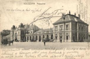 Kolozsvár, pályaudvar, Schuster Emil kiadása / railway station (EK)