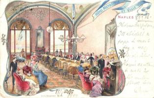 Naples, Hotel Metropole et Vilee, Art Nouveau, litho (EK)
