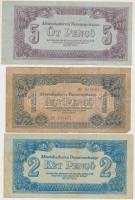 1944. 1P számozott + 2P + 5P &quot;A Vörös Hadsereg Parancsnoksága&quot; T:III,III-