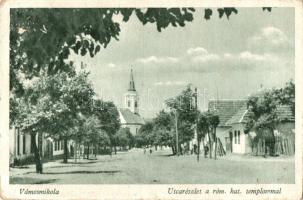 Vámosmikola, utca, Római katolikus templom, kiadja Kiss János (Rb)