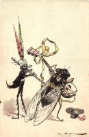 Tettigoniidae, fly, litho s: A. Vimaz (?) (EK)