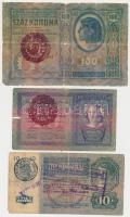 1904-1917. 2K-100K 6db felülbélyegzett bankjegy, több hamis felülbélyegzéssel (with some fake overprints) T:III,III-,IV
